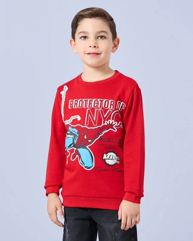 Boys Red Spider Man Print Sweatshirt sold by Redtag