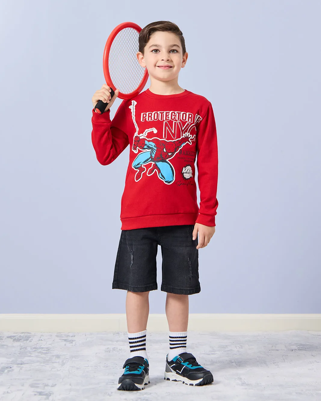 Boys Red Spider Man Print Sweatshirt sold by Redtag product image thumbnail 2