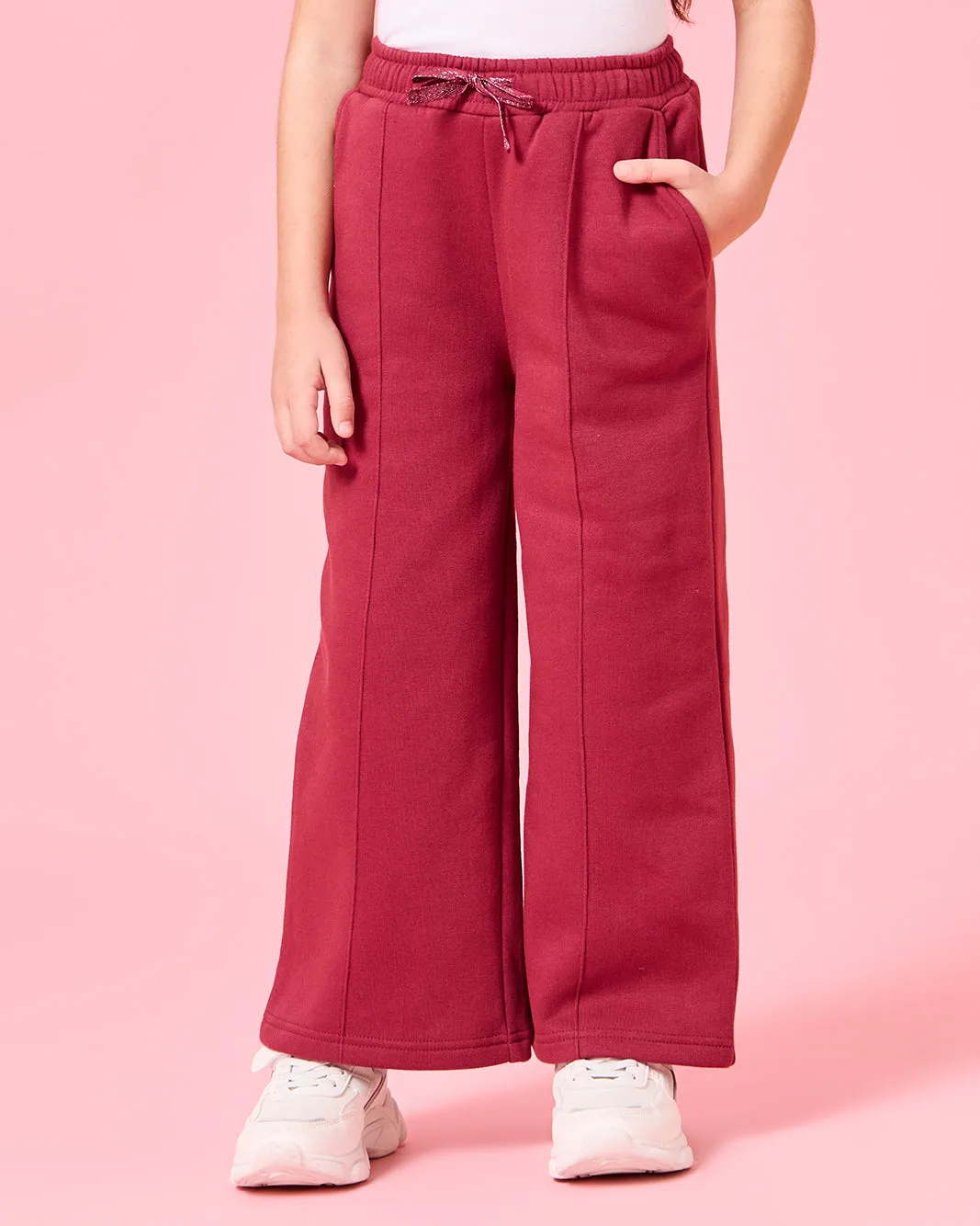 Girls Crimson Solid Wide leg Active Track Pants sold by Redtag