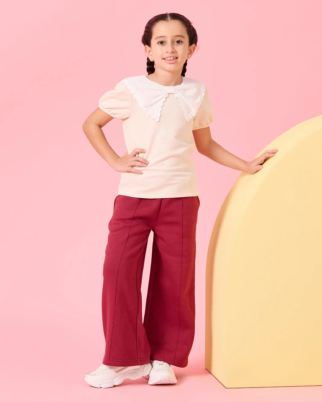 Girls Crimson Solid Wide leg Active Track Pants sold by Redtag product image thumbnail 2