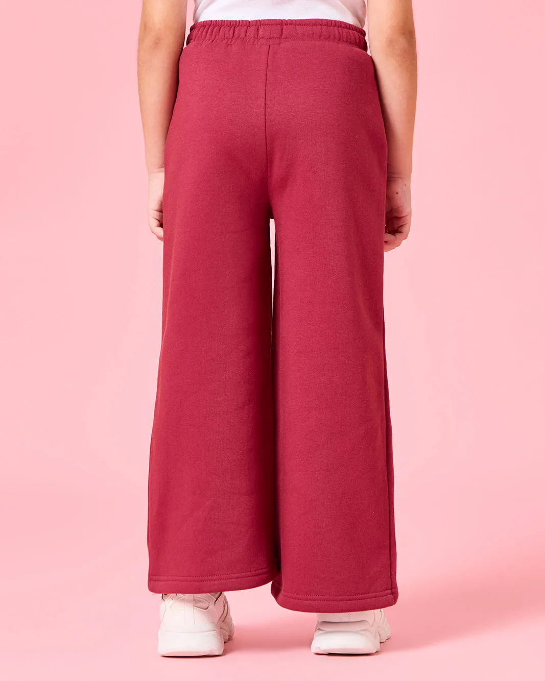 Girls Crimson Solid Wide leg Active Track Pants sold by Redtag product image thumbnail 3