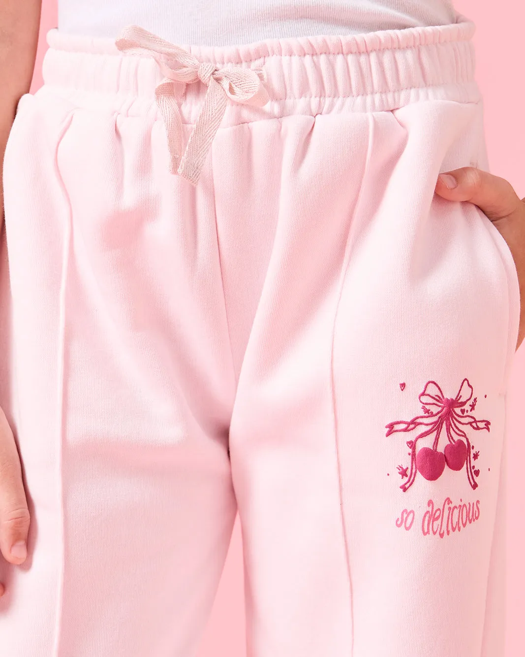 Girls Pink Cherry Placement Print Active Track Pants sold by Redtag product image thumbnail 4