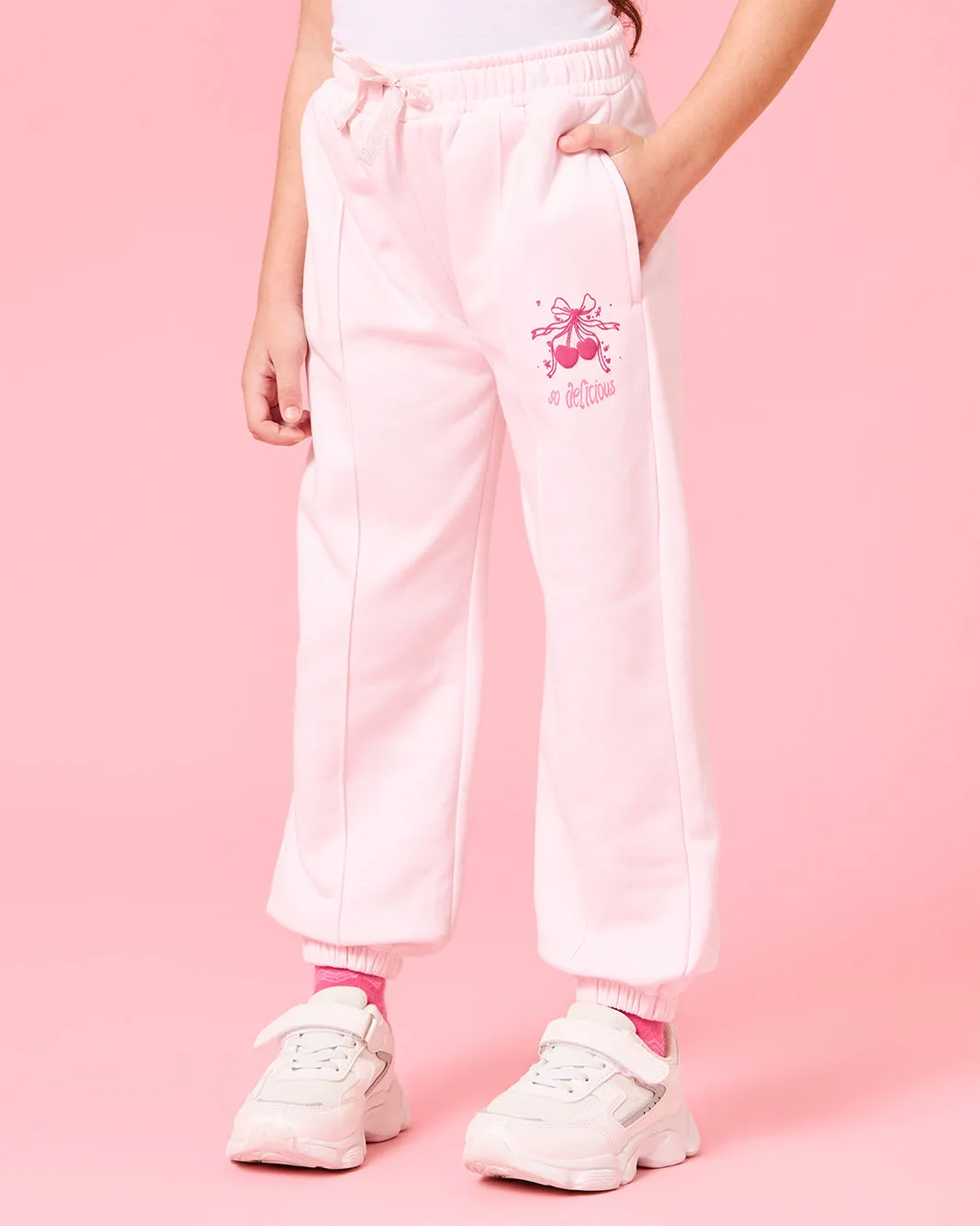 Girls Pink Cherry Placement Print Active Track Pants sold by Redtag