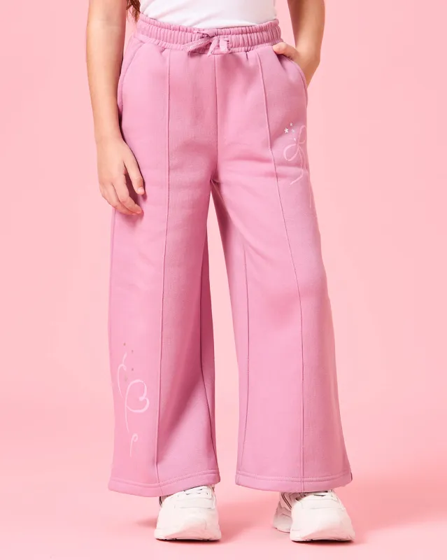 Girls Mauve Placement Print Active Track Pants sold by Redtag