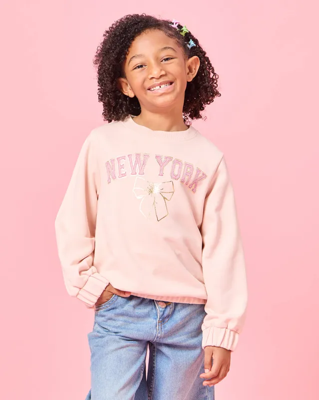 Girls Pink New York Placement Print Sweatshirt sold by Redtag