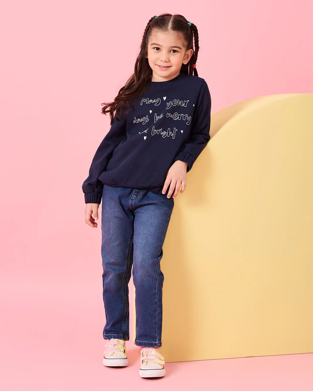 Girls Navy Placement Print Sweater sold by Redtag product image thumbnail 2