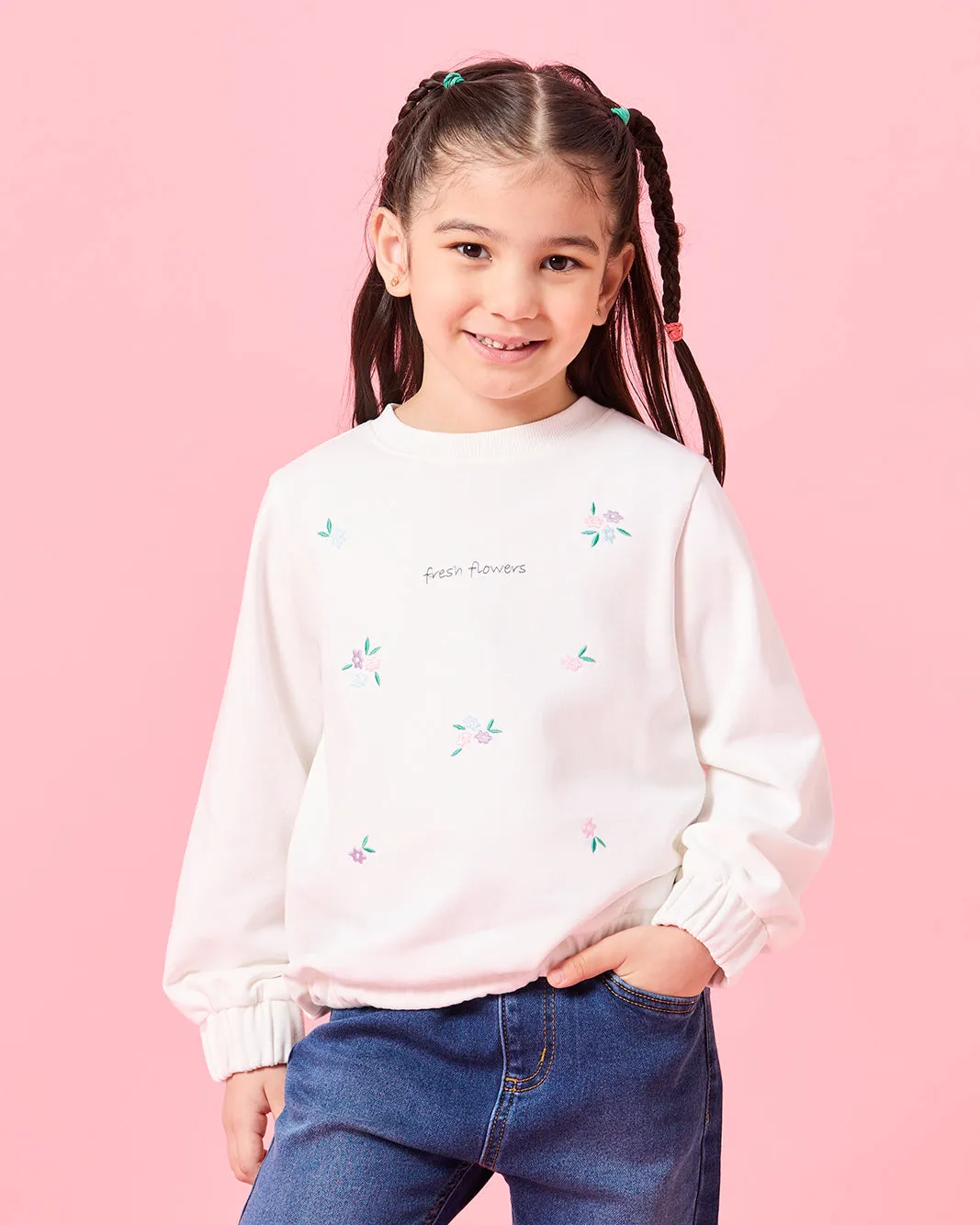 Girls White Embellished Sweater sold by Redtag