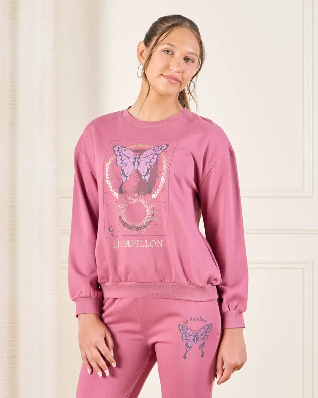 Senior Girls Pink Drop Shoulder Sweatshirt sold by Redtag