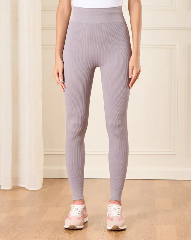 Women Grey Ribbed Active Leggings sold by Redtag
