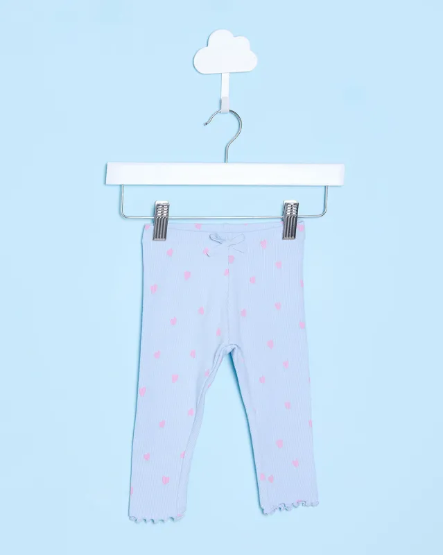 Infant Girls Blue Heart Print Leggings sold by Redtag