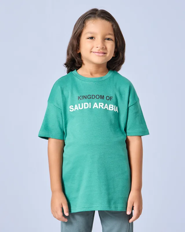 Boys Green  Printed KSA T-Shirt sold by Redtag