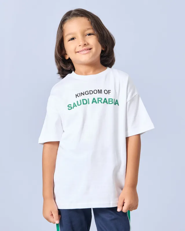 Boys White Printed KSA T-Shirt sold by Redtag