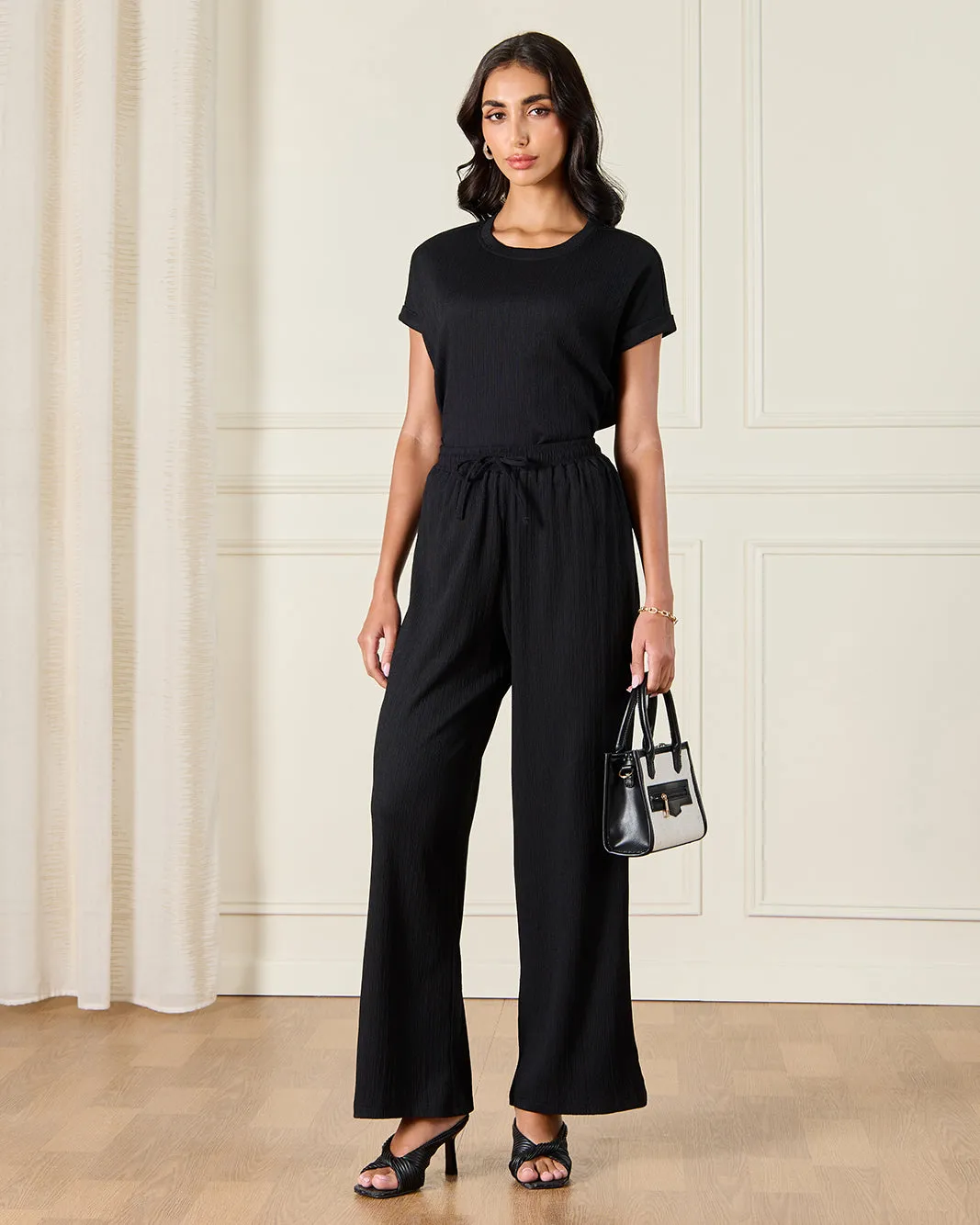 Women Black Textured T-Shirt sold by Redtag product image thumbnail 2