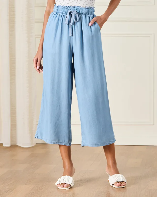 Women Blue Culotte Pants sold by Redtag