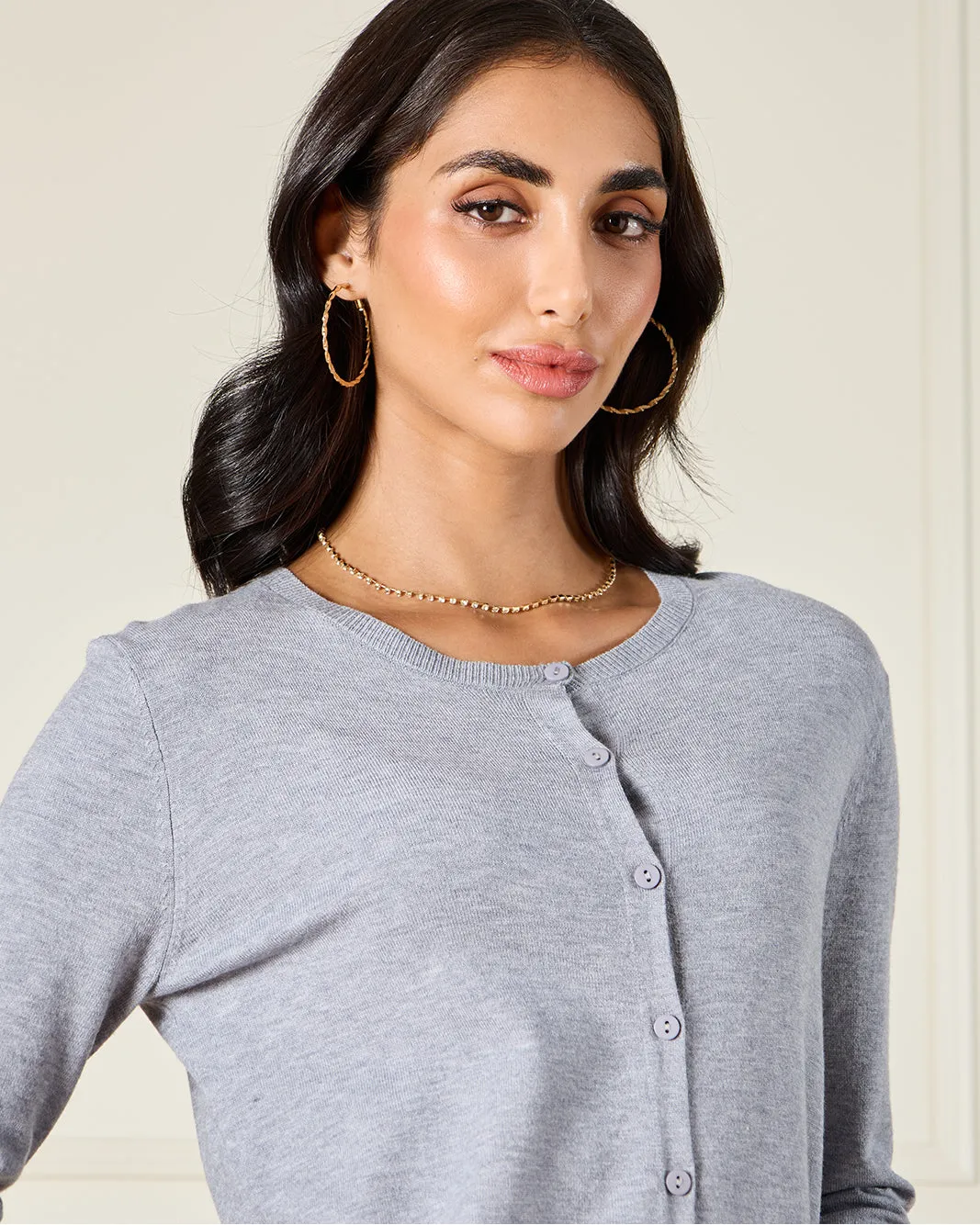 Women Grey Button Front Knitted Cardigan sold by Redtag product image thumbnail 4