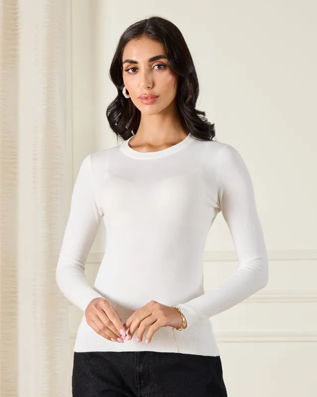 Women Ivory Crew Neck Knitted Top sold by Redtag