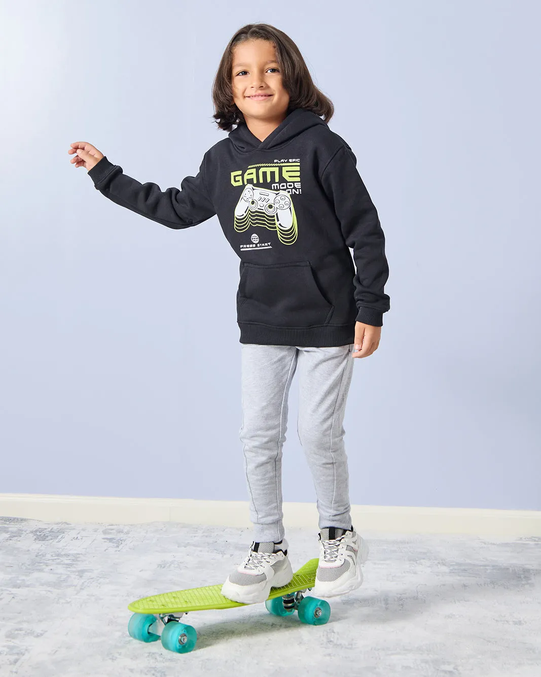 Boys Black Level Up Hooded Sweatshirt sold by Redtag product image thumbnail 2