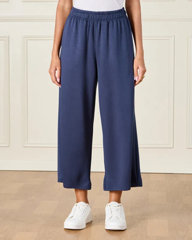 Women Navy Wide Leg Pants sold by Redtag
