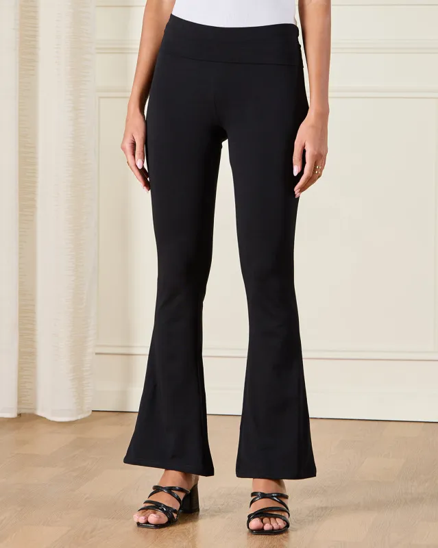 Women Black Flared Leggings sold by Redtag