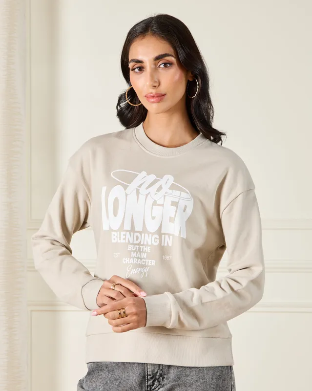 Women Grey Printed Sweatshirt sold by Redtag