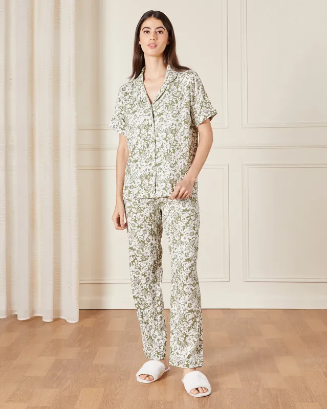 Women Green Collared Pyjama Set (2 Piece) sold by Redtag