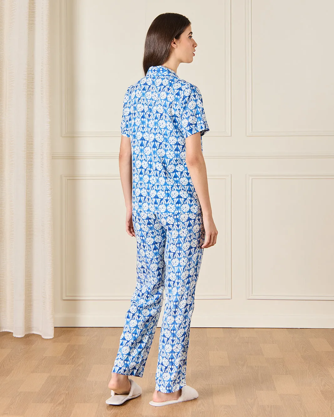 Women Blue Collared Pyjama Set (2 Piece) sold by Redtag product image thumbnail 4