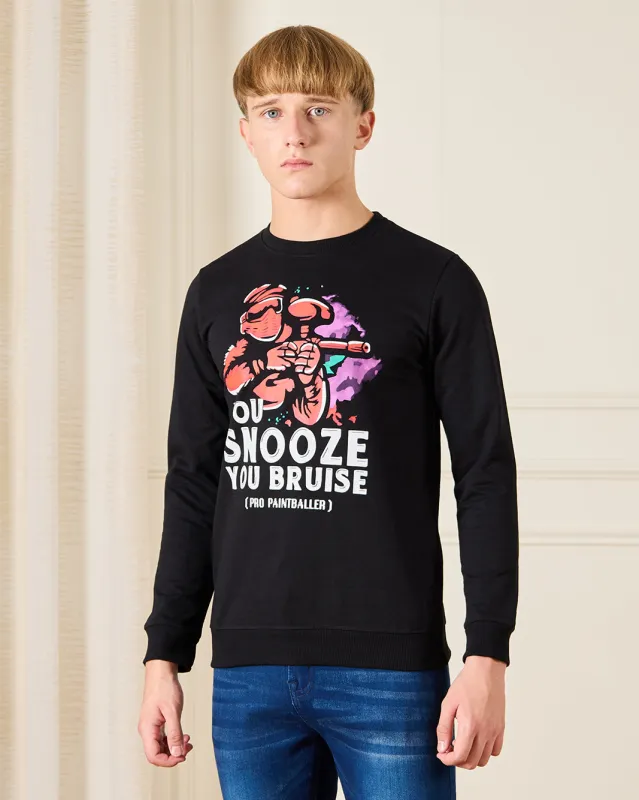 Senior Boys Black Printed Sweatshirt sold by Redtag
