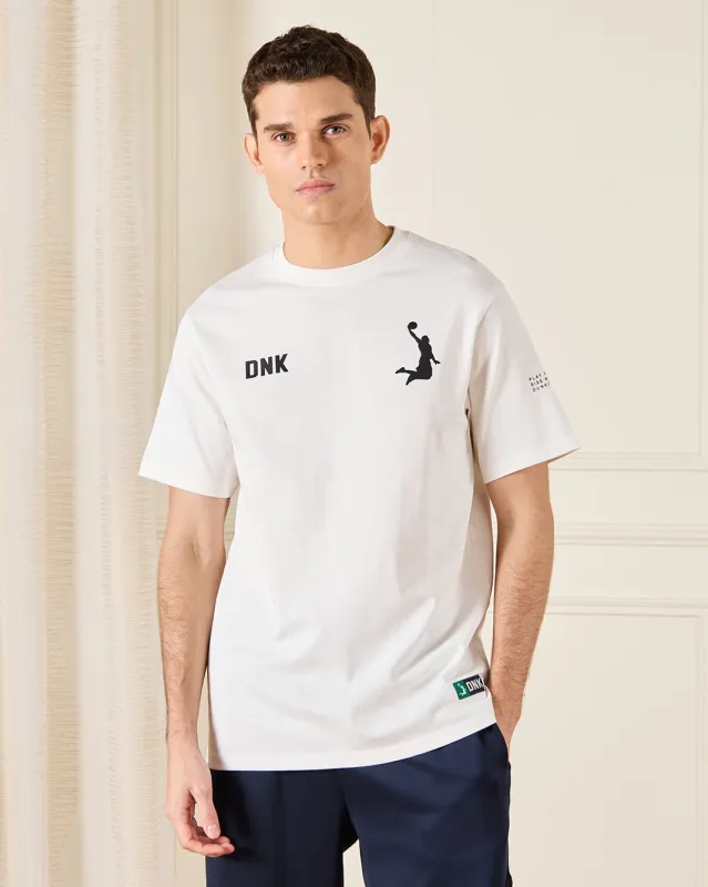 Men White DNK Print T-Shirt made by Redtag