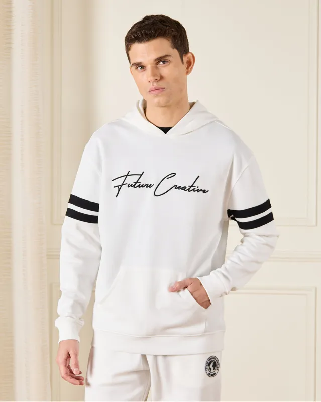Men Ivory Pique Sports Hooded Sweatshirt sold by Redtag