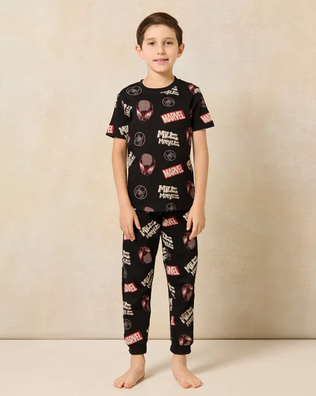 Boys Black Spiderman Print Pajama Set (2 Piece) sold by Redtag