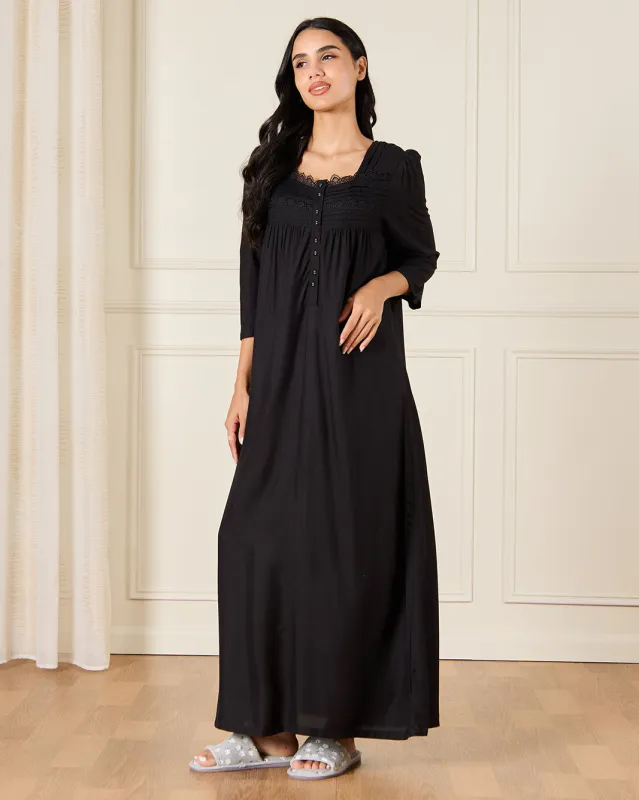 Women Black Embellished  Nightgown sold by Redtag