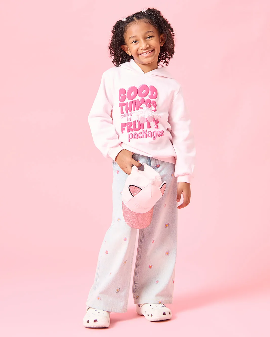 Girls Pink Printed Hooded Sweatshirt sold by Redtag product image thumbnail 2