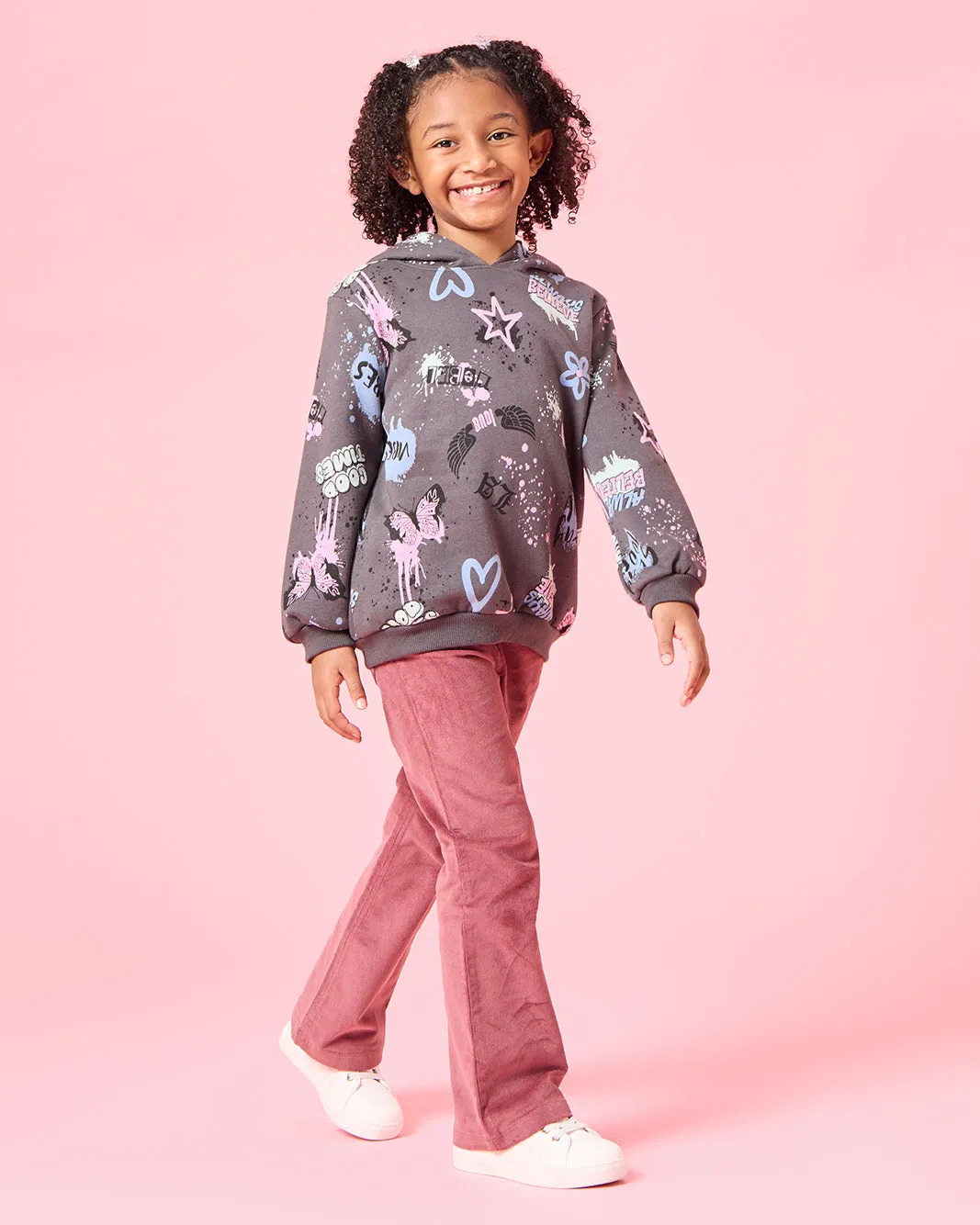 Girls Charcoal Graffiti Hooded Sweatshirt sold by Redtag product image thumbnail 2