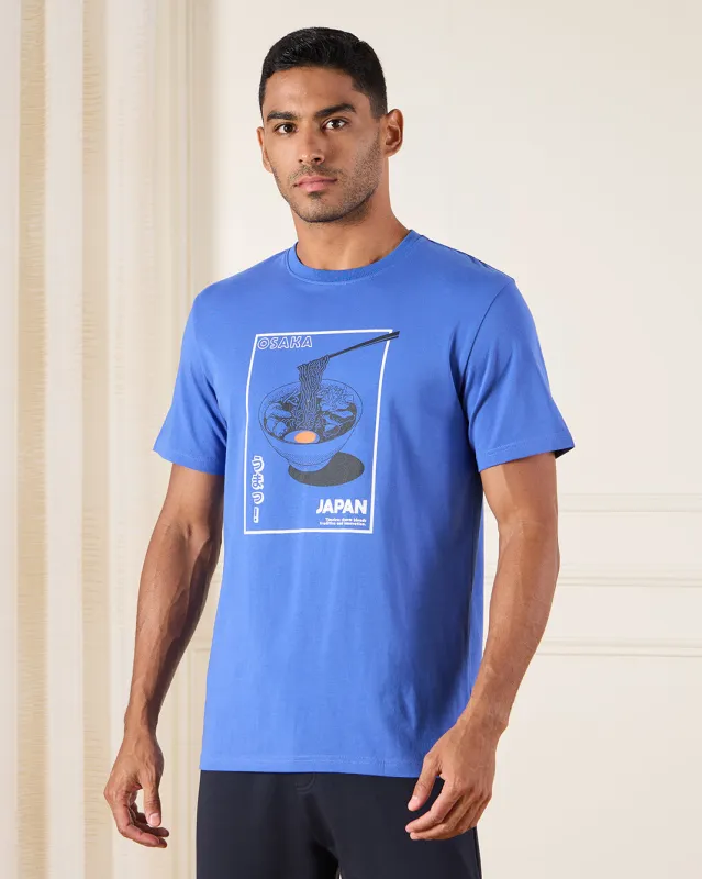 Men Blue Basic Graphic T-Shirt sold by Redtag