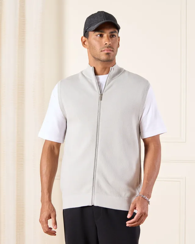 Men Grey Sleeveless Gilet Sweater sold by Redtag