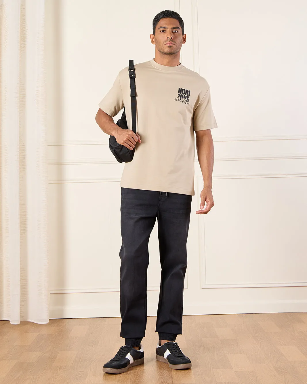 Men Beige Back Print T-Shirt sold by Redtag product image thumbnail 2