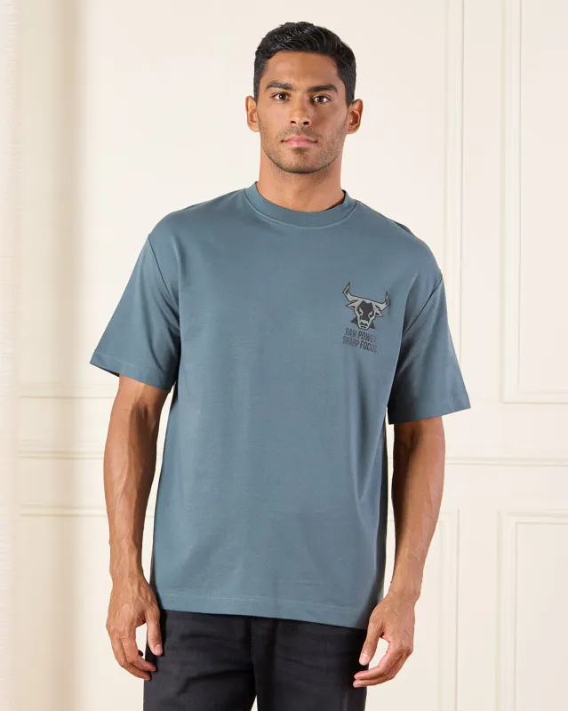 Men Blue Printed T-Shirt sold by Redtag