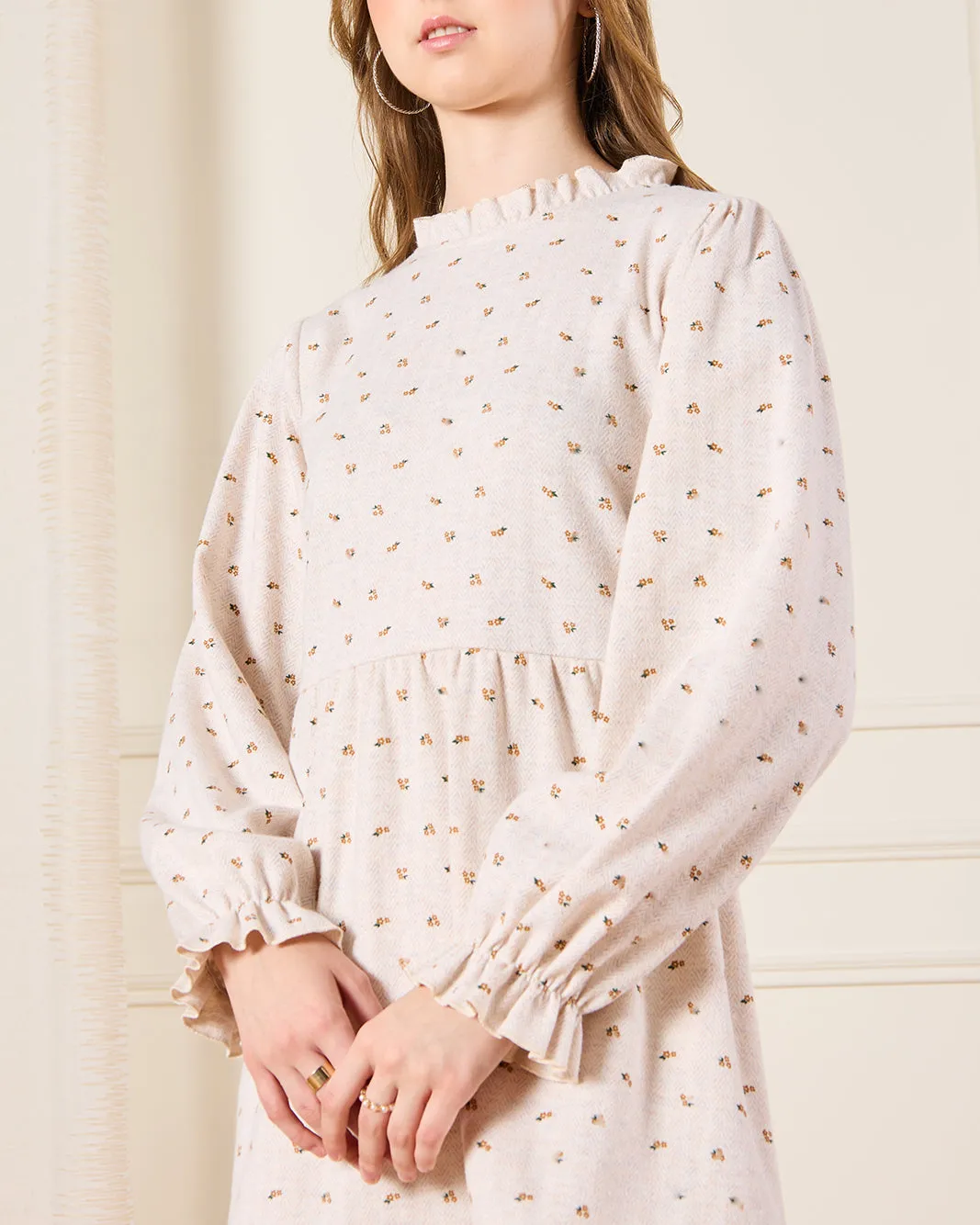 Senior Girls Beige Floral Print Layered Dress sold by Redtag product image thumbnail 4