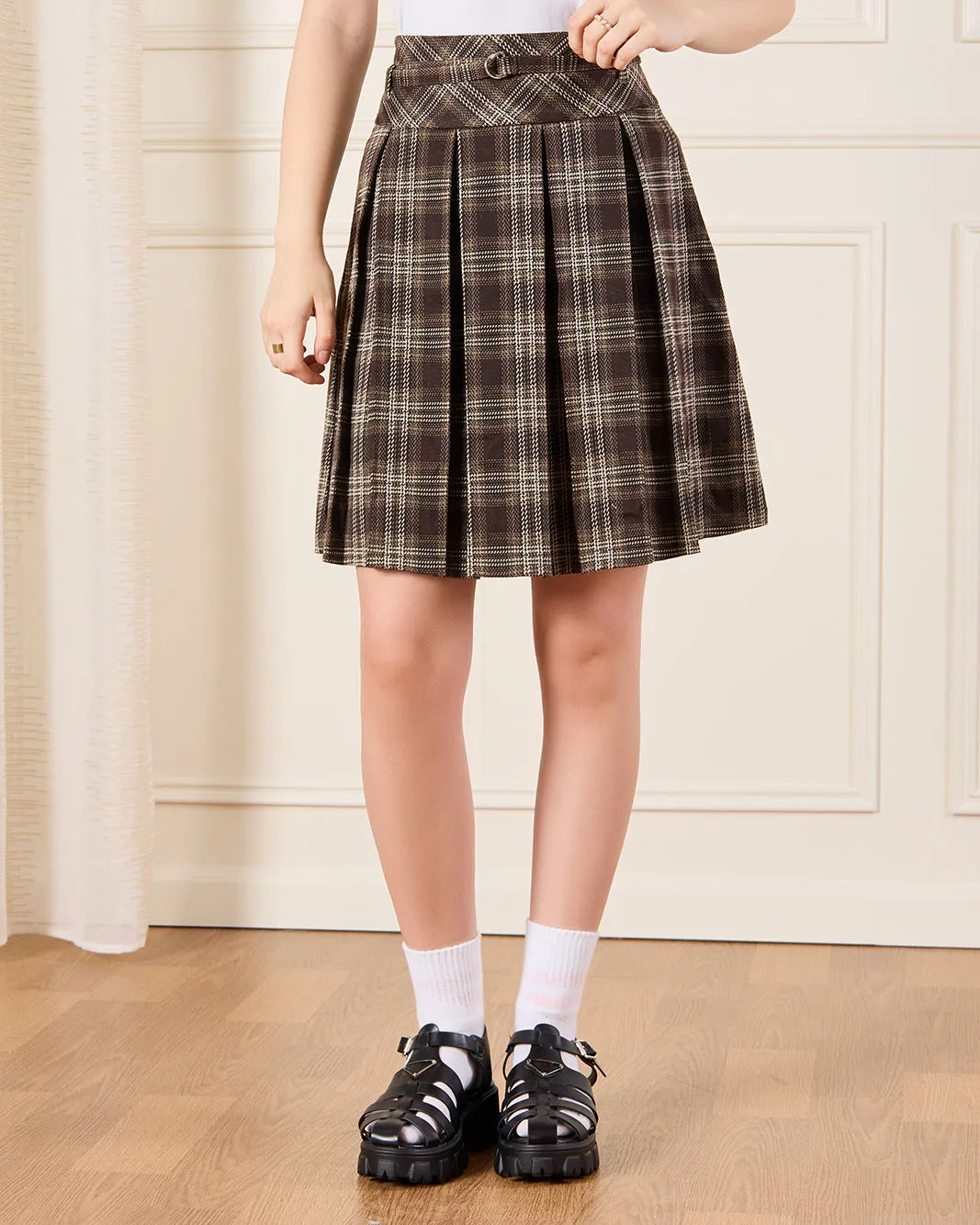 Senior Girls Multicolour Plaid Pleated Skirt sold by Redtag