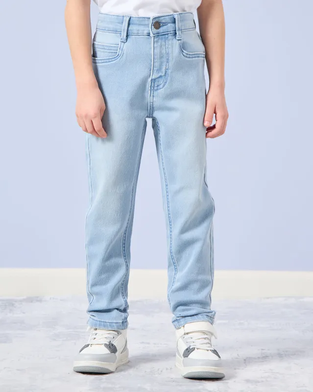 Boys Blue Knitted 5 Solid Jeans sold by Redtag