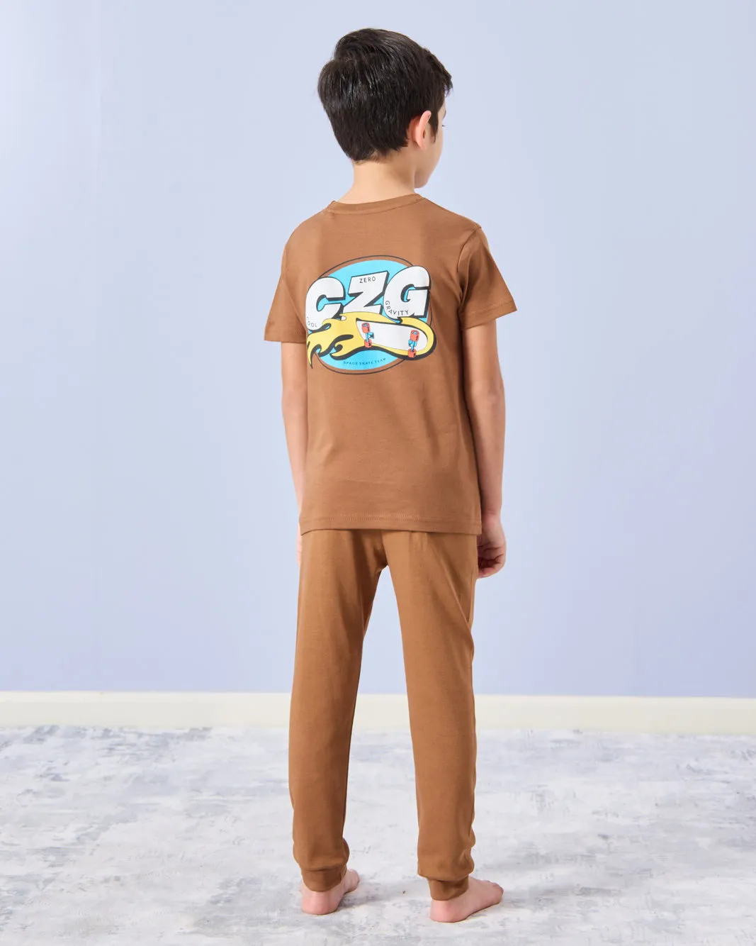 Boys Brown Printed Pyjama Set (2 Piece) sold by Redtag product image thumbnail 4