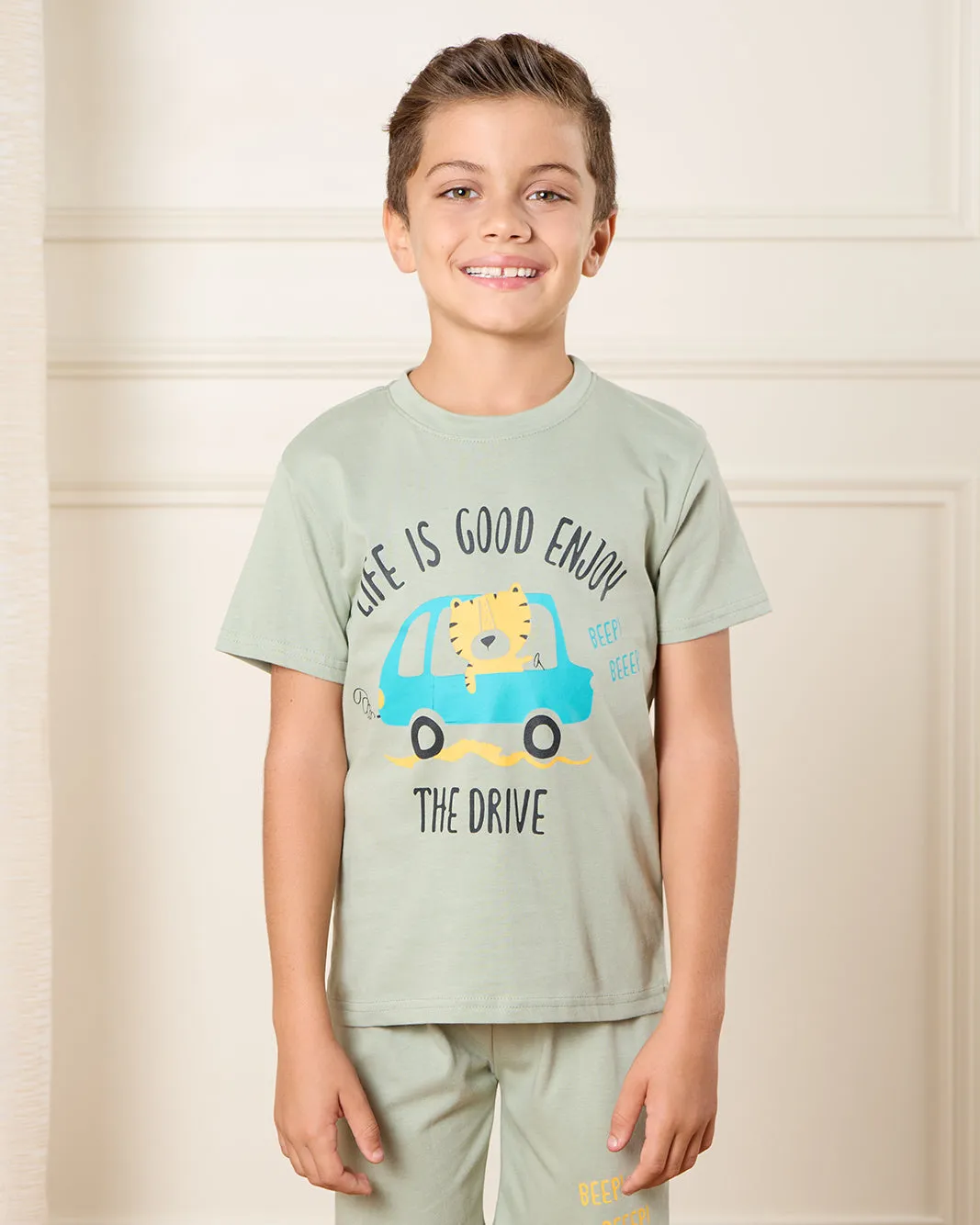 Boys Grey Lion Print Pyjama Set (2 Piece) sold by Redtag product image thumbnail 2