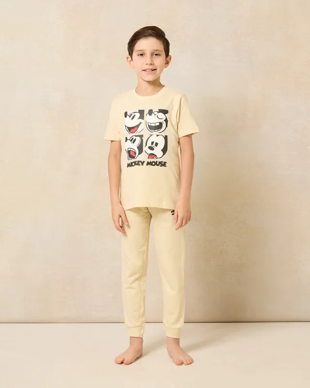 Boys Beige Mickey Mouse Print Pajama Set (2 Piece) sold by Redtag