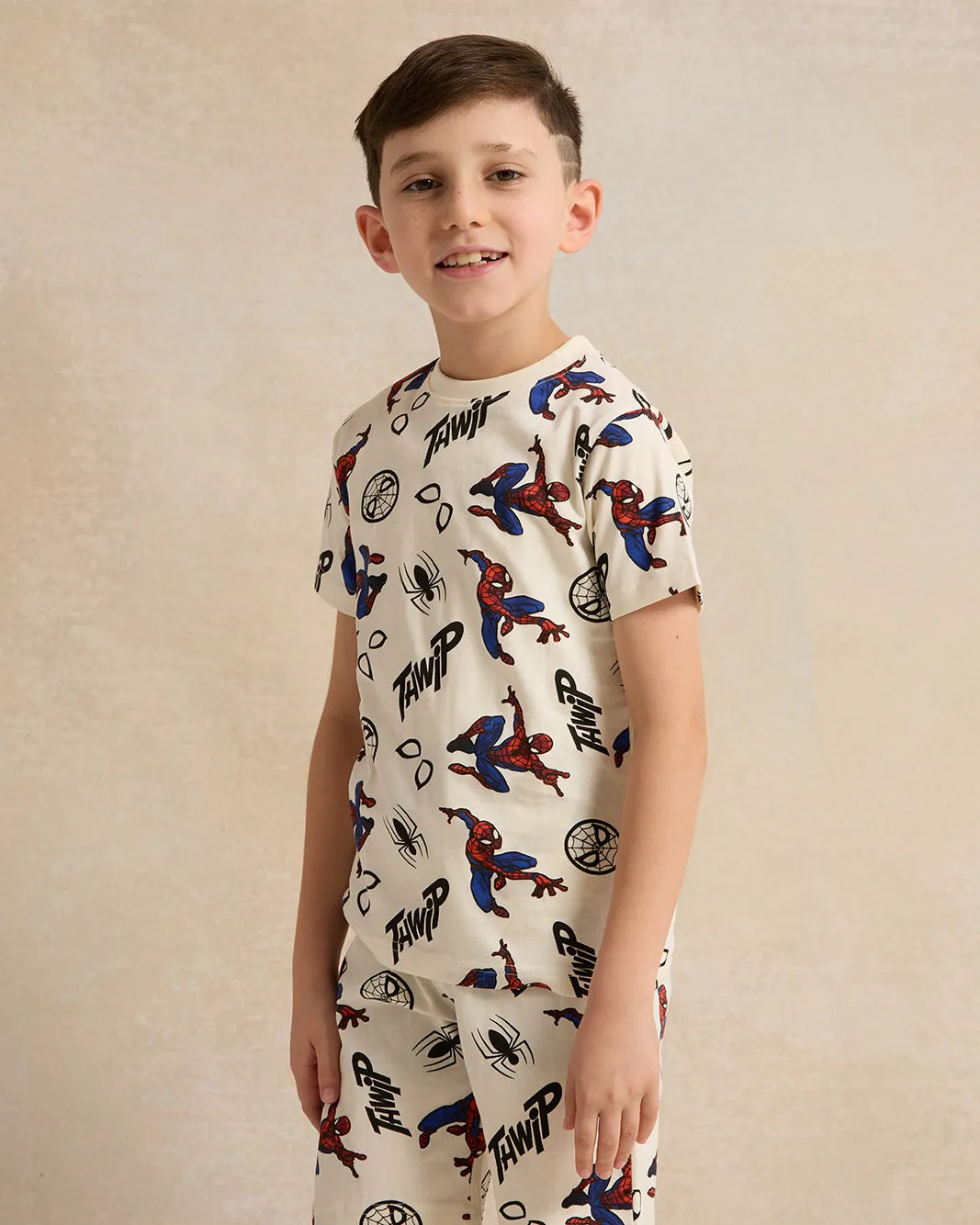 Boys White Spiderman Print Pyjama Set (2 Piece) sold by Redtag product image thumbnail 2