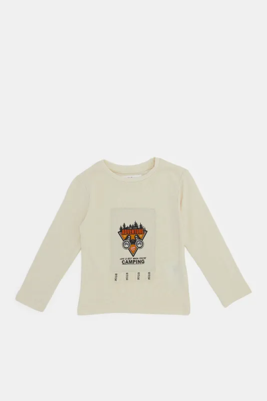 Infant Boys Cream Printed Long Sleeves T-Shirt sold by Redtag