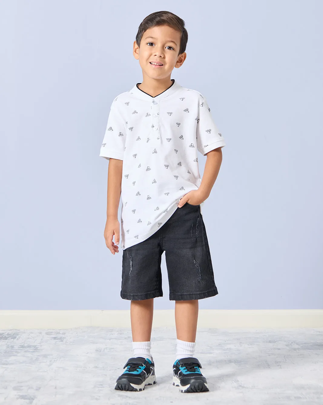 Boys White Printed Polo Shirt sold by Redtag product image thumbnail 2