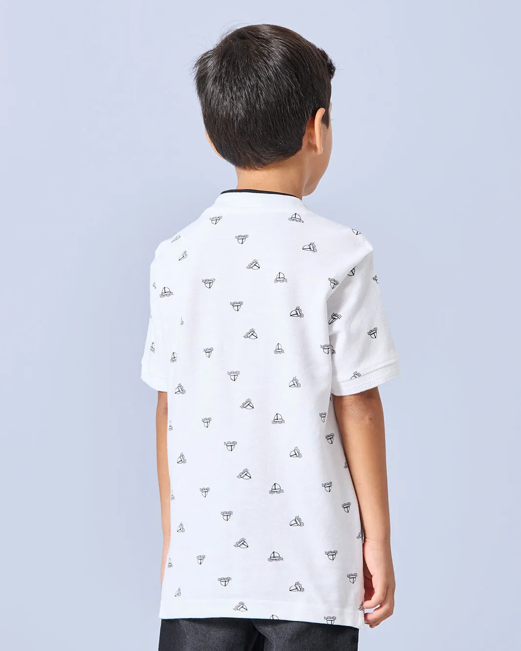 Boys White Printed Polo Shirt sold by Redtag product image thumbnail 3