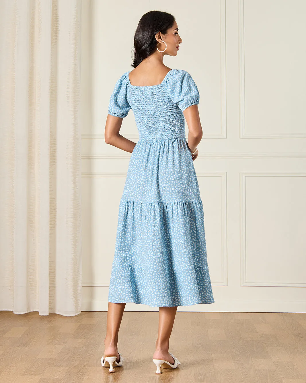 Women Blue Printed Midi Dress sold by Redtag product image thumbnail 3