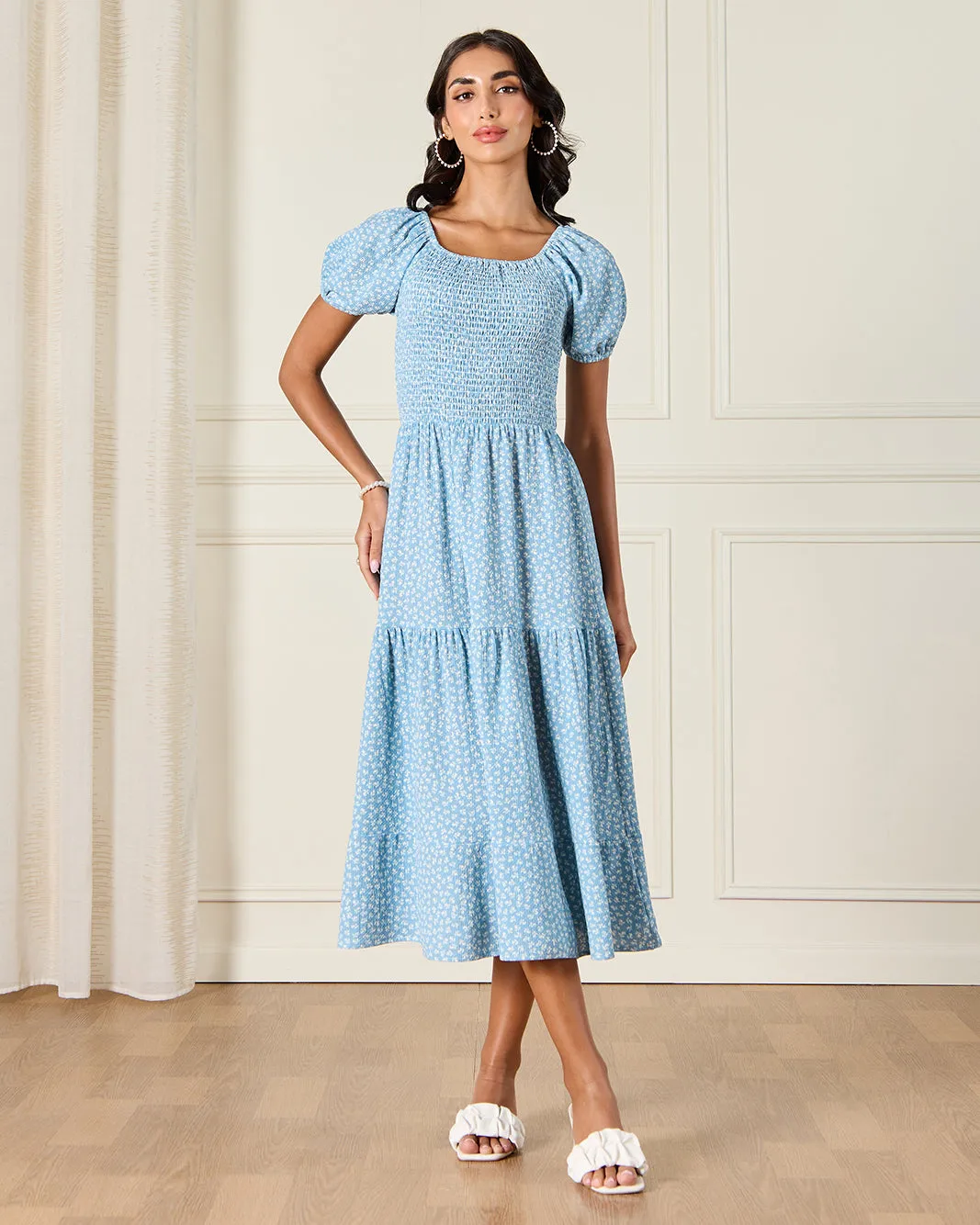 Women Blue Printed Midi Dress sold by Redtag product image thumbnail 4