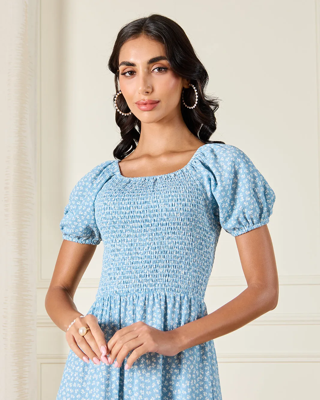 Women Blue Printed Midi Dress sold by Redtag product image thumbnail 2